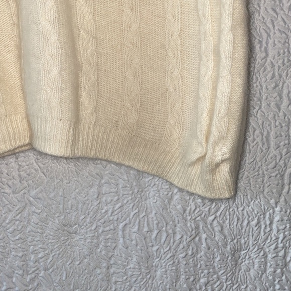 Classiques Entier Lambswool Angora Rabbit Hair Cable Knit Short Sleeve Sweater - Picture 4 of 7